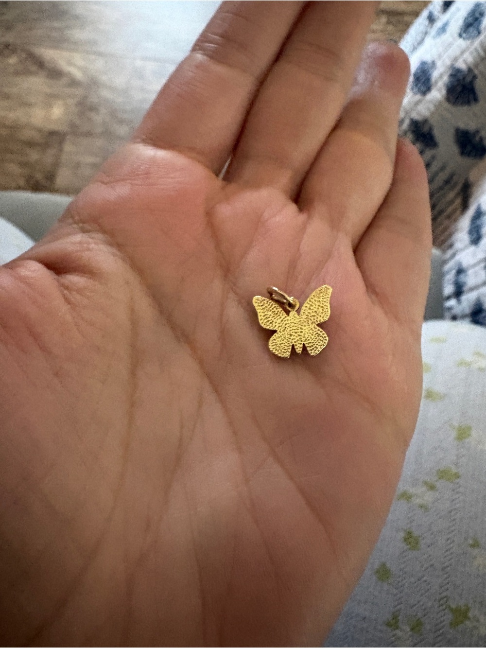 VINTAGE 14k Gold Butterfly Charm Pendant with Blue and Orange Enamel - Picture 4 of 4